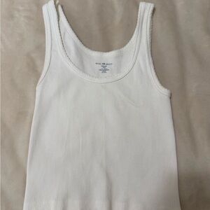 Brandy Melville White Ribbed Scoop Tank